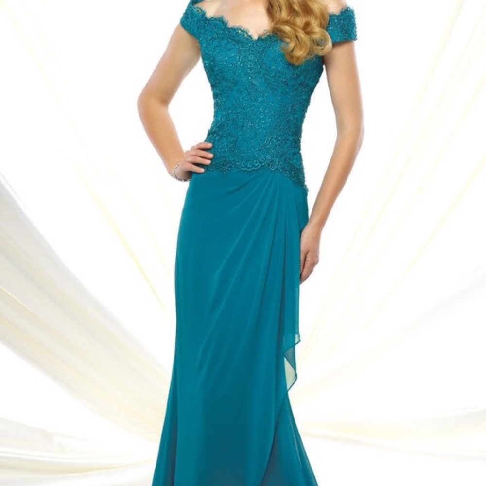 Montage by Mon Cherie 116937 sz 6 teal dress